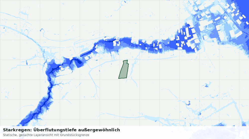 Statische Kartenansicht: Starkregen: Überflutungstiefe außergewöhnlich