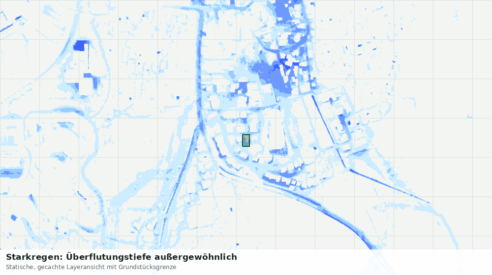 Statische Kartenansicht: Starkregen: Überflutungstiefe außergewöhnlich