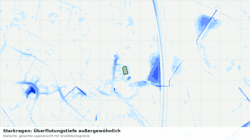 Statische Kartenansicht: Starkregen: Überflutungstiefe außergewöhnlich