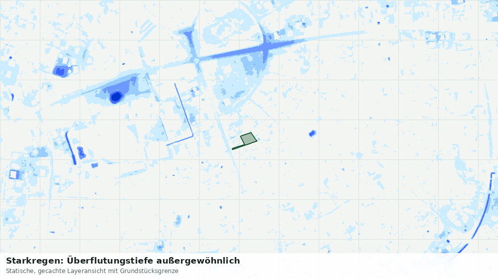 Statische Kartenansicht: Starkregen: Überflutungstiefe außergewöhnlich