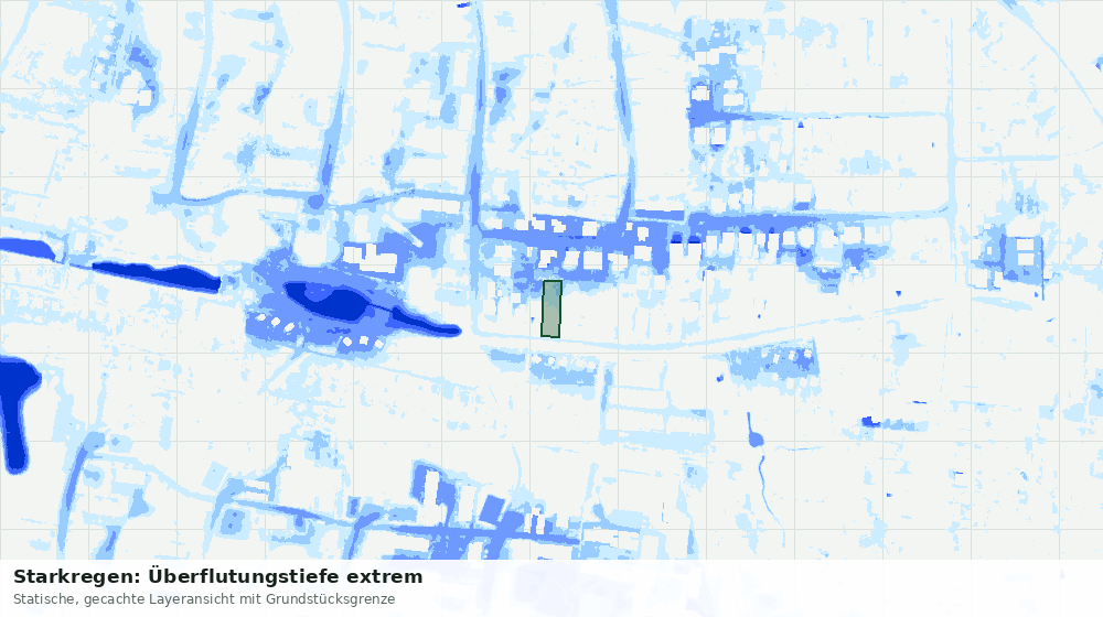 Statische Kartenansicht: Starkregen: Überflutungstiefe extrem