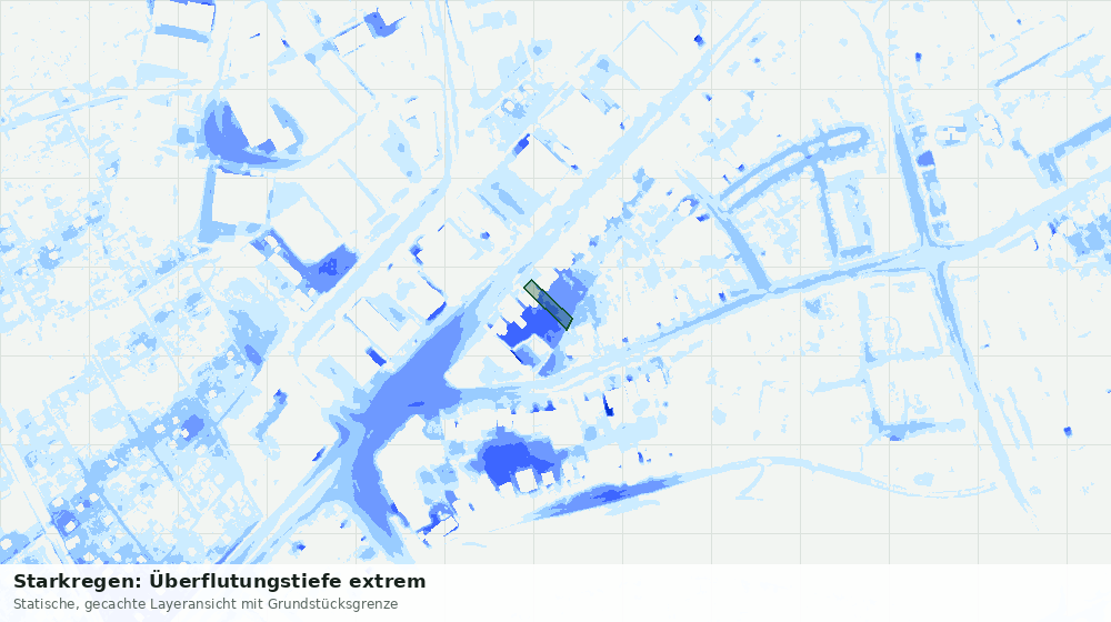 Statische Kartenansicht: Starkregen: Überflutungstiefe extrem