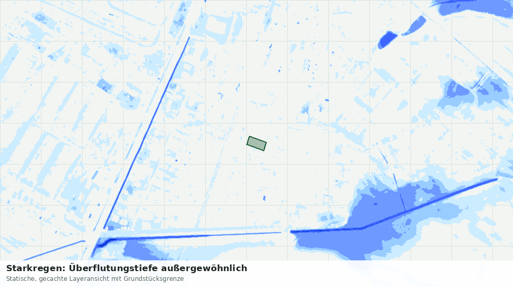 Statische Kartenansicht: Starkregen: Überflutungstiefe außergewöhnlich