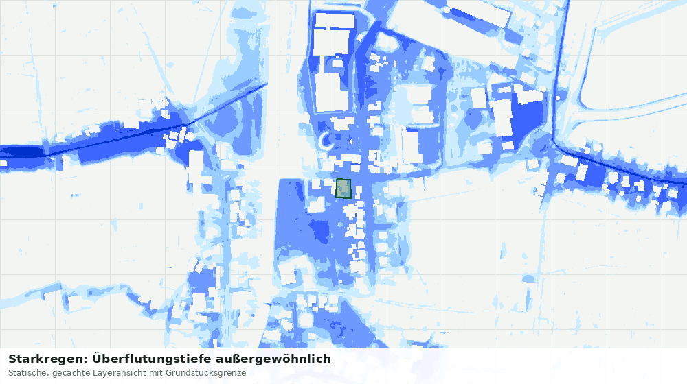 Statische Kartenansicht: Starkregen: Überflutungstiefe außergewöhnlich