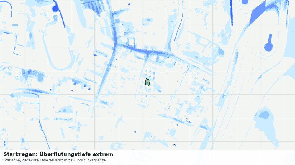 Statische Kartenansicht: Starkregen: Überflutungstiefe extrem