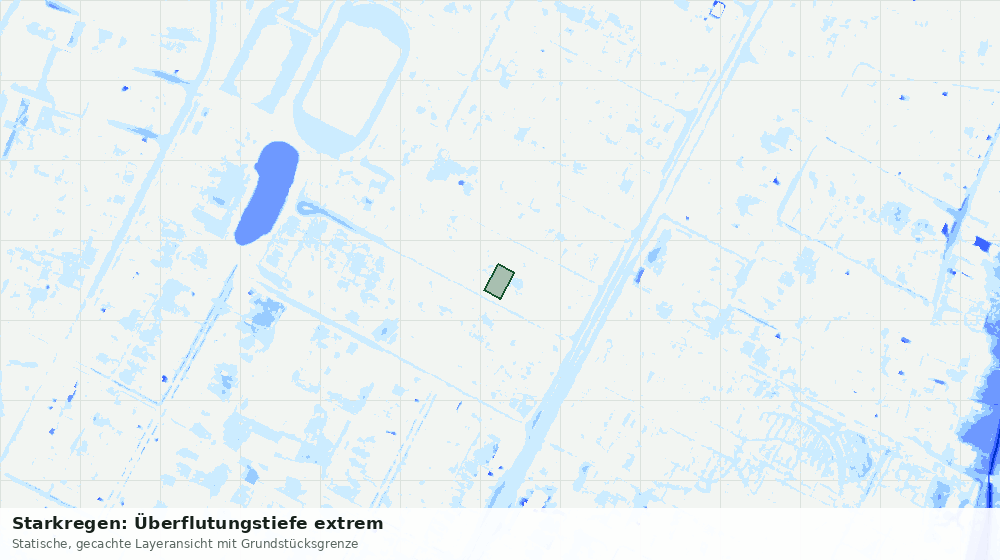 Statische Kartenansicht: Starkregen: Überflutungstiefe extrem