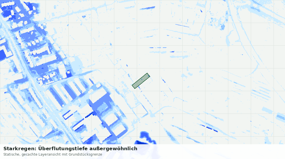 Statische Kartenansicht: Starkregen: Überflutungstiefe außergewöhnlich