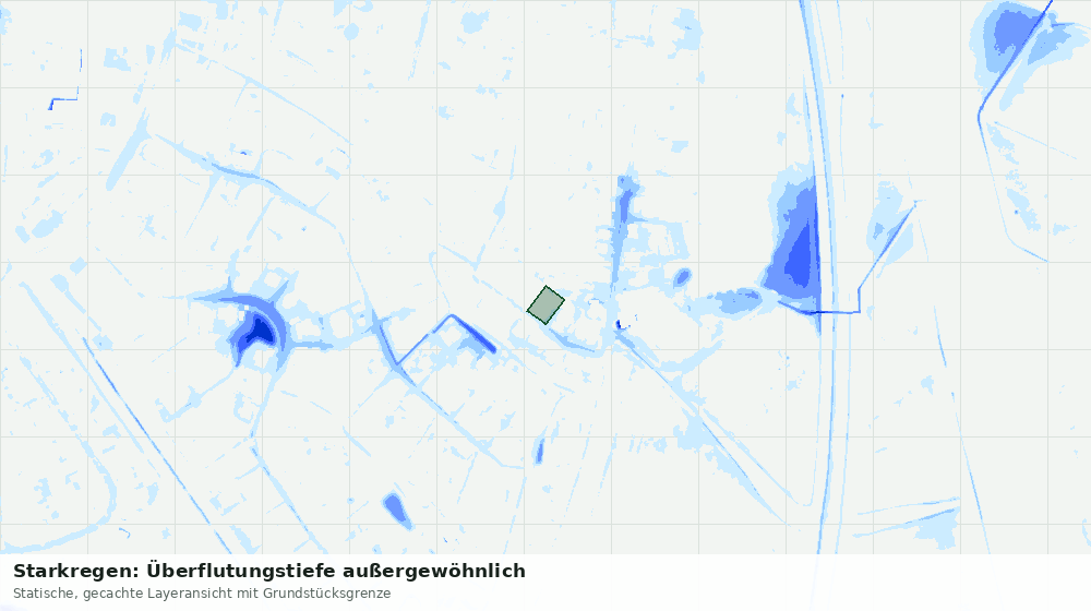 Statische Kartenansicht: Starkregen: Überflutungstiefe außergewöhnlich