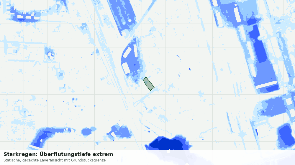 Statische Kartenansicht: Starkregen: Überflutungstiefe extrem