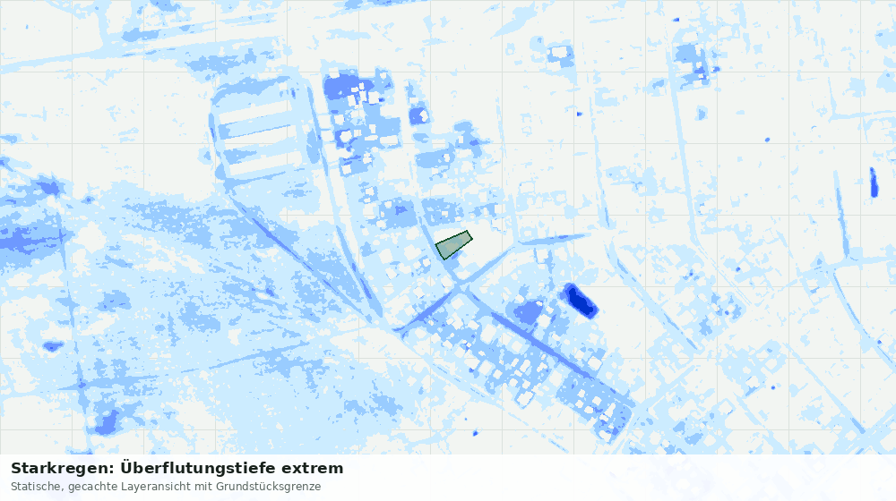 Statische Kartenansicht: Starkregen: Überflutungstiefe extrem