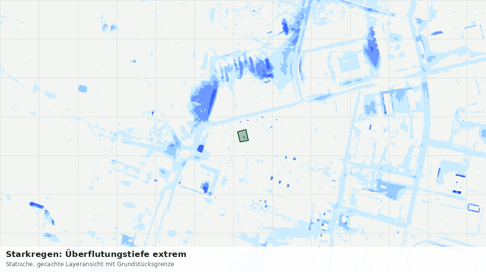 Statische Kartenansicht: Starkregen: Überflutungstiefe extrem