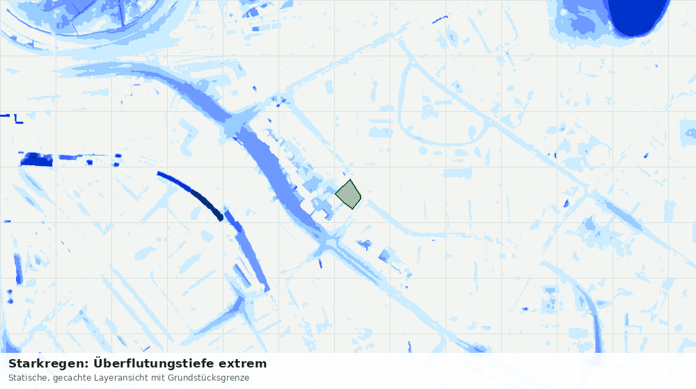 Statische Kartenansicht: Starkregen: Überflutungstiefe extrem
