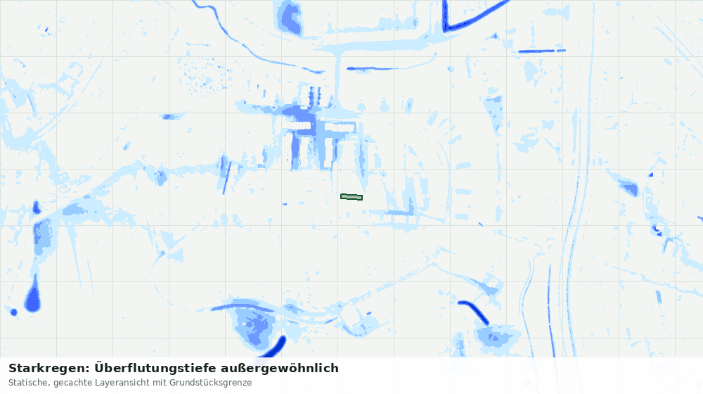 Statische Kartenansicht: Starkregen: Überflutungstiefe außergewöhnlich