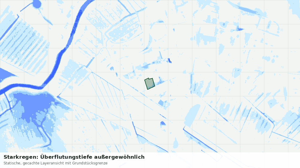 Statische Kartenansicht: Starkregen: Überflutungstiefe außergewöhnlich