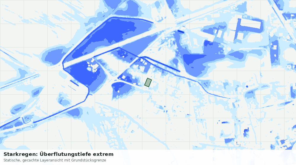 Statische Kartenansicht: Starkregen: Überflutungstiefe extrem