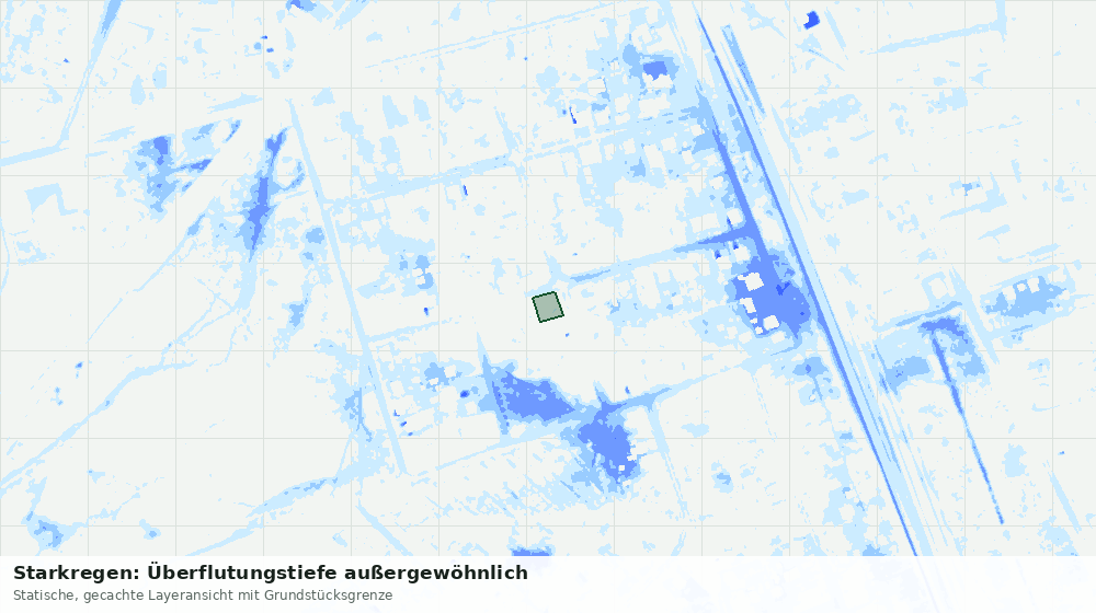 Statische Kartenansicht: Starkregen: Überflutungstiefe außergewöhnlich