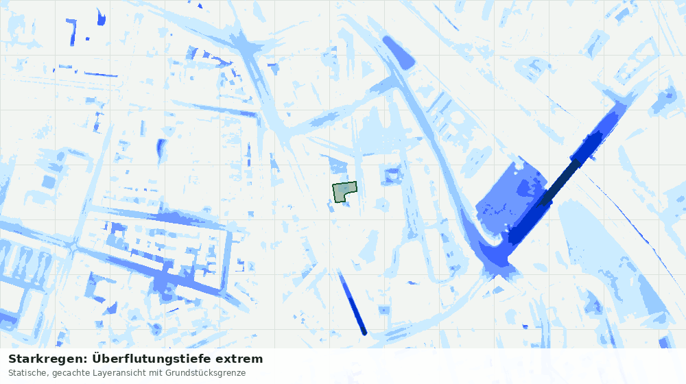 Statische Kartenansicht: Starkregen: Überflutungstiefe extrem