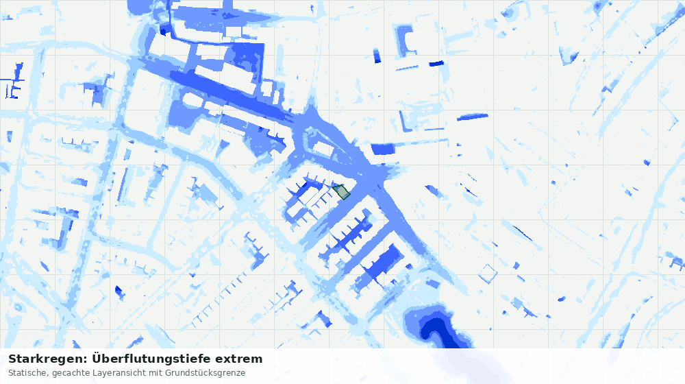 Statische Kartenansicht: Starkregen: Überflutungstiefe extrem
