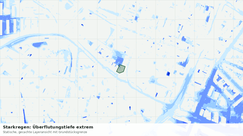 Statische Kartenansicht: Starkregen: Überflutungstiefe extrem