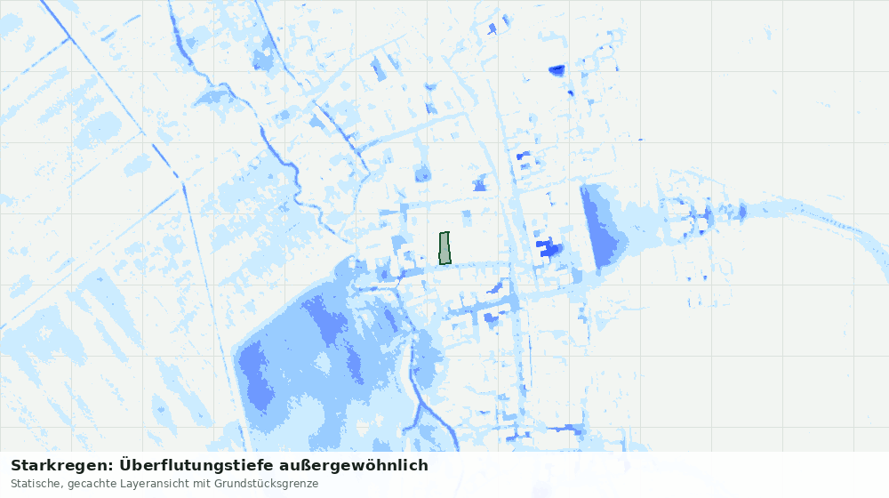 Statische Kartenansicht: Starkregen: Überflutungstiefe außergewöhnlich