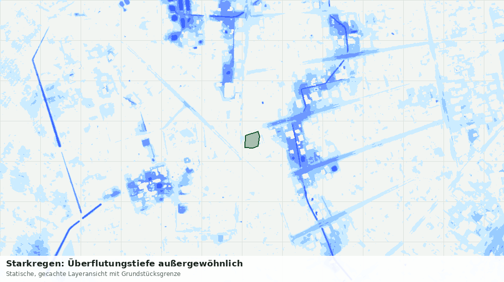 Statische Kartenansicht: Starkregen: Überflutungstiefe außergewöhnlich