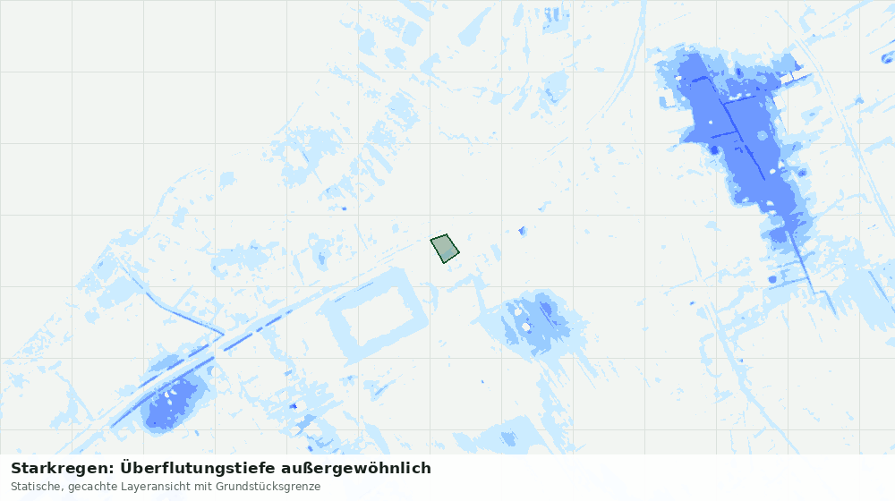 Statische Kartenansicht: Starkregen: Überflutungstiefe außergewöhnlich