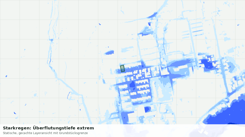 Statische Kartenansicht: Starkregen: Überflutungstiefe extrem