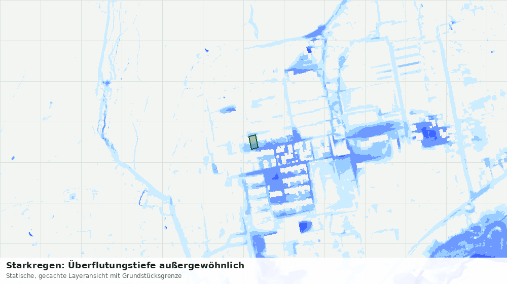 Statische Kartenansicht: Starkregen: Überflutungstiefe außergewöhnlich