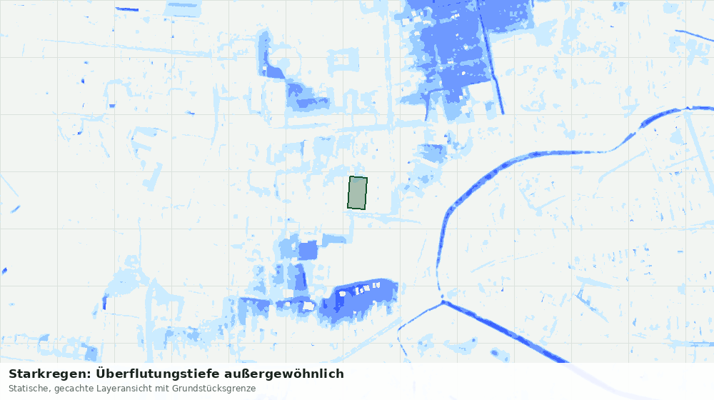 Statische Kartenansicht: Starkregen: Überflutungstiefe außergewöhnlich