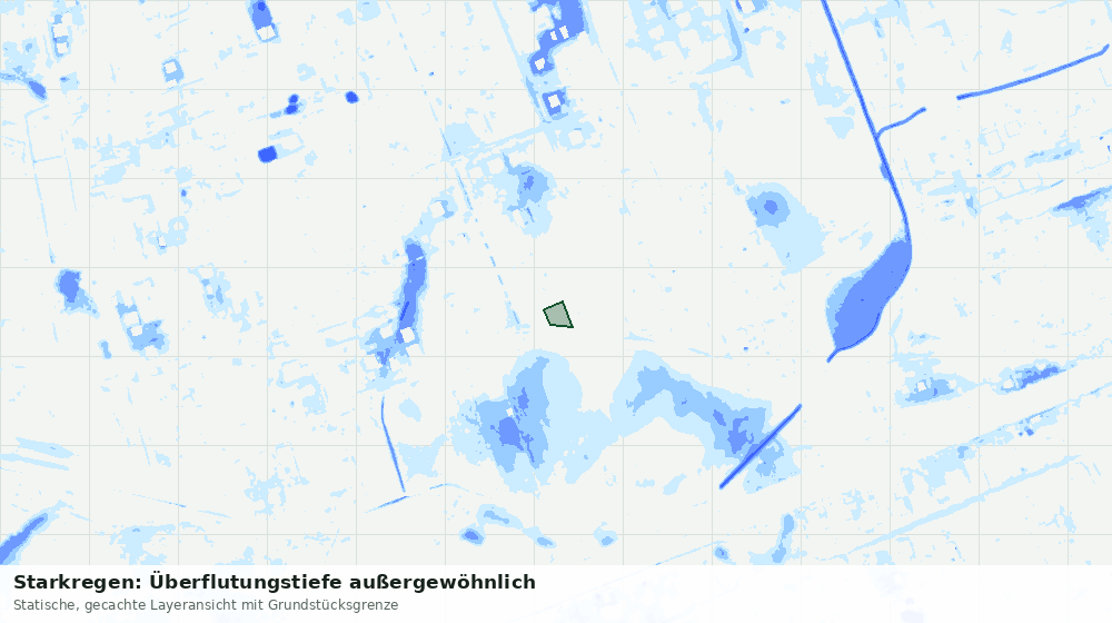 Statische Kartenansicht: Starkregen: Überflutungstiefe außergewöhnlich