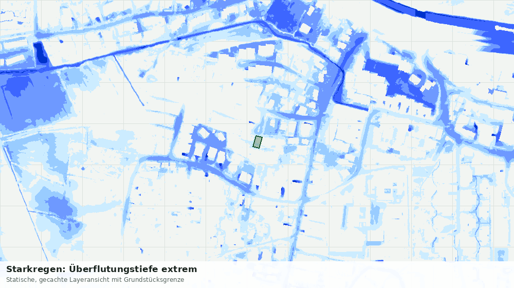 Statische Kartenansicht: Starkregen: Überflutungstiefe extrem