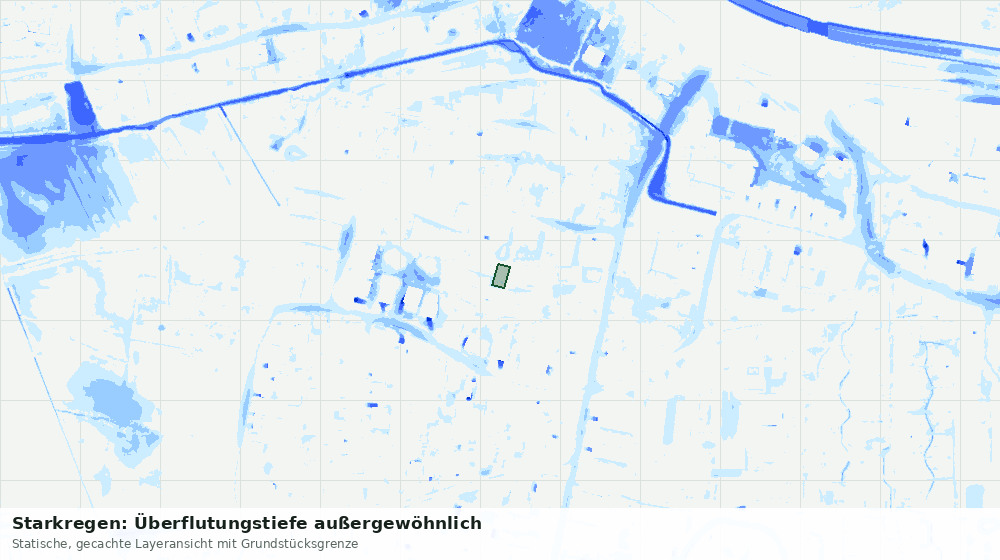 Statische Kartenansicht: Starkregen: Überflutungstiefe außergewöhnlich