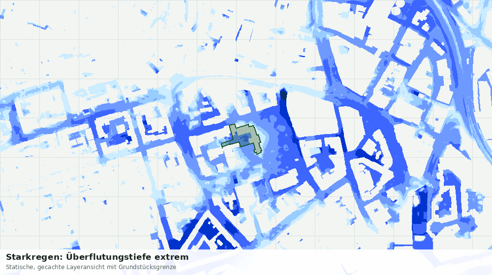 Statische Kartenansicht: Starkregen: Überflutungstiefe extrem