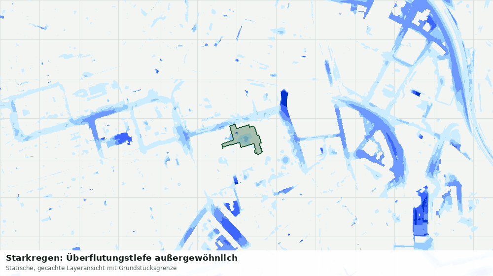 Statische Kartenansicht: Starkregen: Überflutungstiefe außergewöhnlich