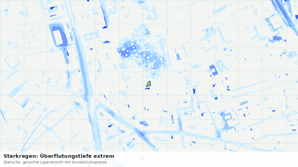 Statische Kartenansicht: Starkregen: Überflutungstiefe extrem