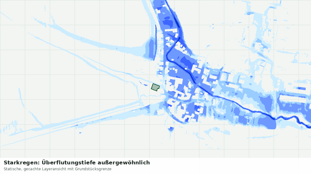 Statische Kartenansicht: Starkregen: Überflutungstiefe außergewöhnlich