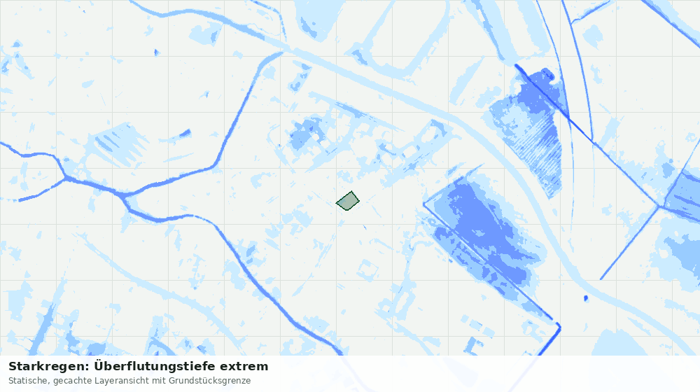 Statische Kartenansicht: Starkregen: Überflutungstiefe extrem