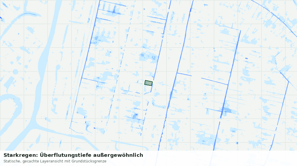 Statische Kartenansicht: Starkregen: Überflutungstiefe außergewöhnlich