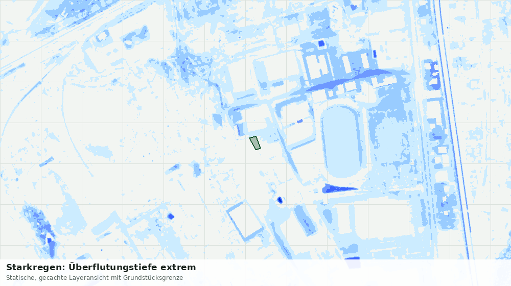 Statische Kartenansicht: Starkregen: Überflutungstiefe extrem