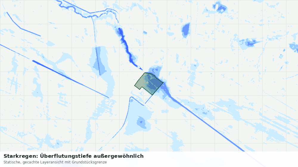 Statische Kartenansicht: Starkregen: Überflutungstiefe außergewöhnlich