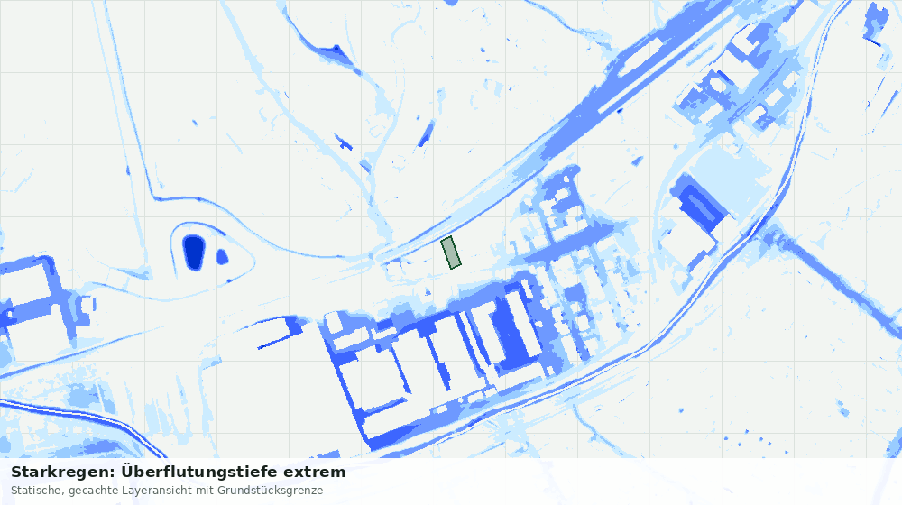 Statische Kartenansicht: Starkregen: Überflutungstiefe extrem