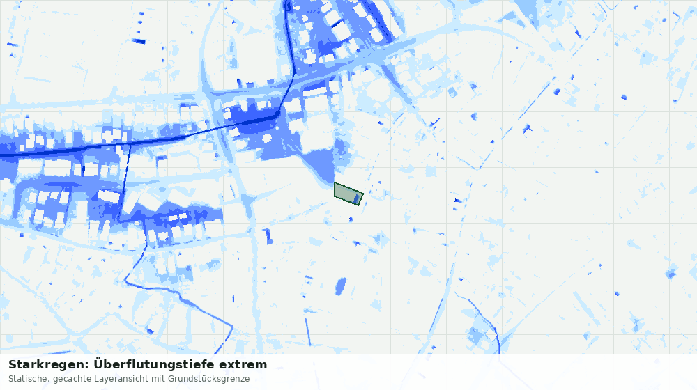 Statische Kartenansicht: Starkregen: Überflutungstiefe extrem
