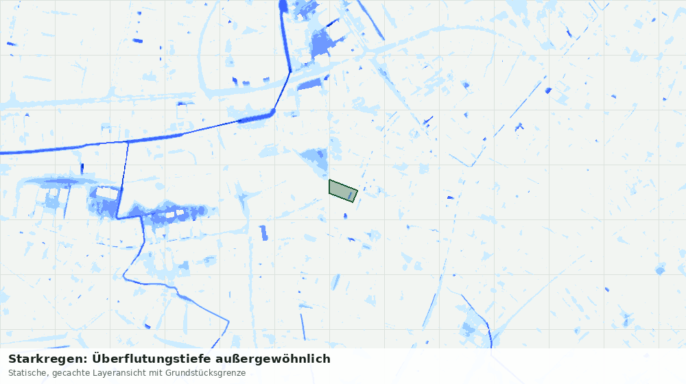 Statische Kartenansicht: Starkregen: Überflutungstiefe außergewöhnlich