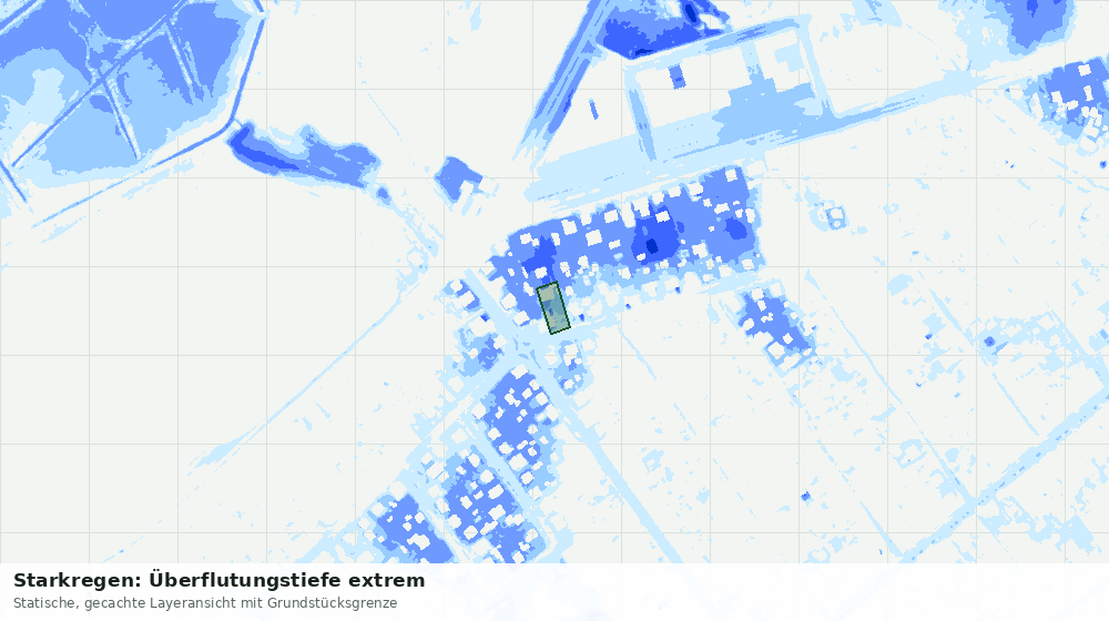 Statische Kartenansicht: Starkregen: Überflutungstiefe extrem