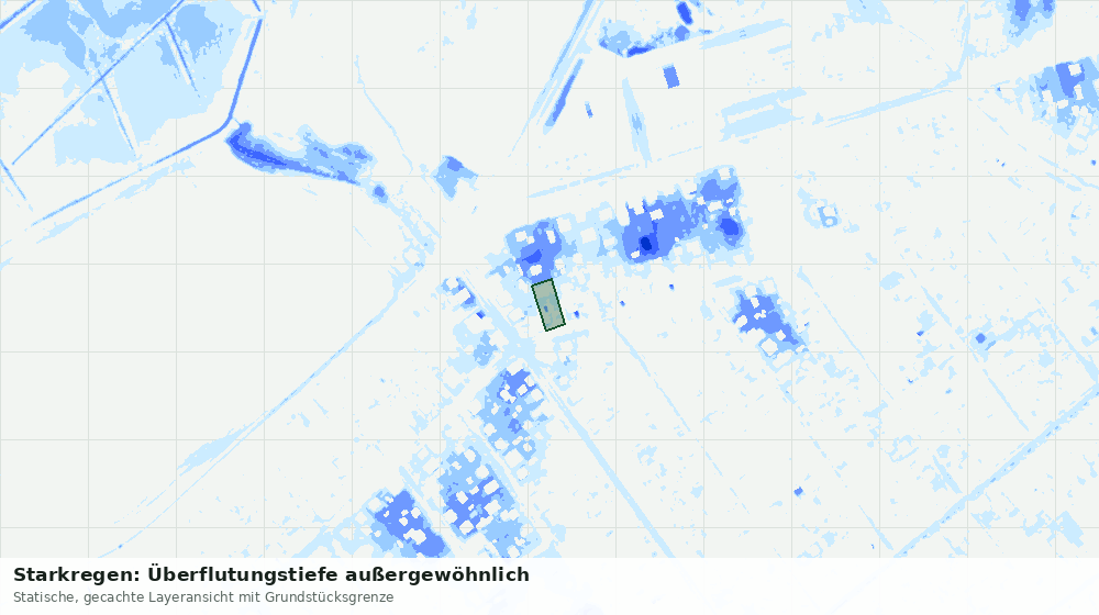 Statische Kartenansicht: Starkregen: Überflutungstiefe außergewöhnlich