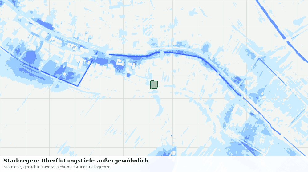 Statische Kartenansicht: Starkregen: Überflutungstiefe außergewöhnlich