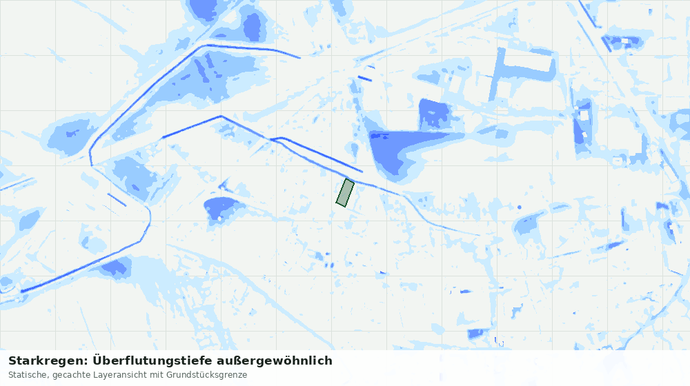 Statische Kartenansicht: Starkregen: Überflutungstiefe außergewöhnlich