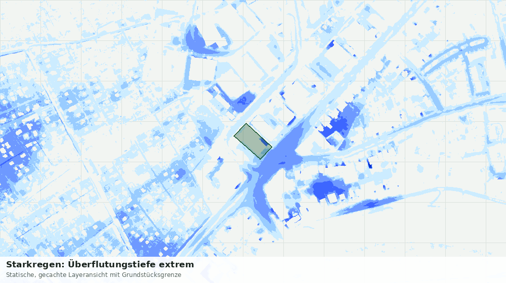 Statische Kartenansicht: Starkregen: Überflutungstiefe extrem