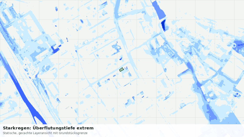 Statische Kartenansicht: Starkregen: Überflutungstiefe extrem