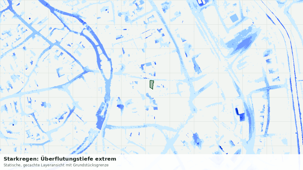Statische Kartenansicht: Starkregen: Überflutungstiefe extrem